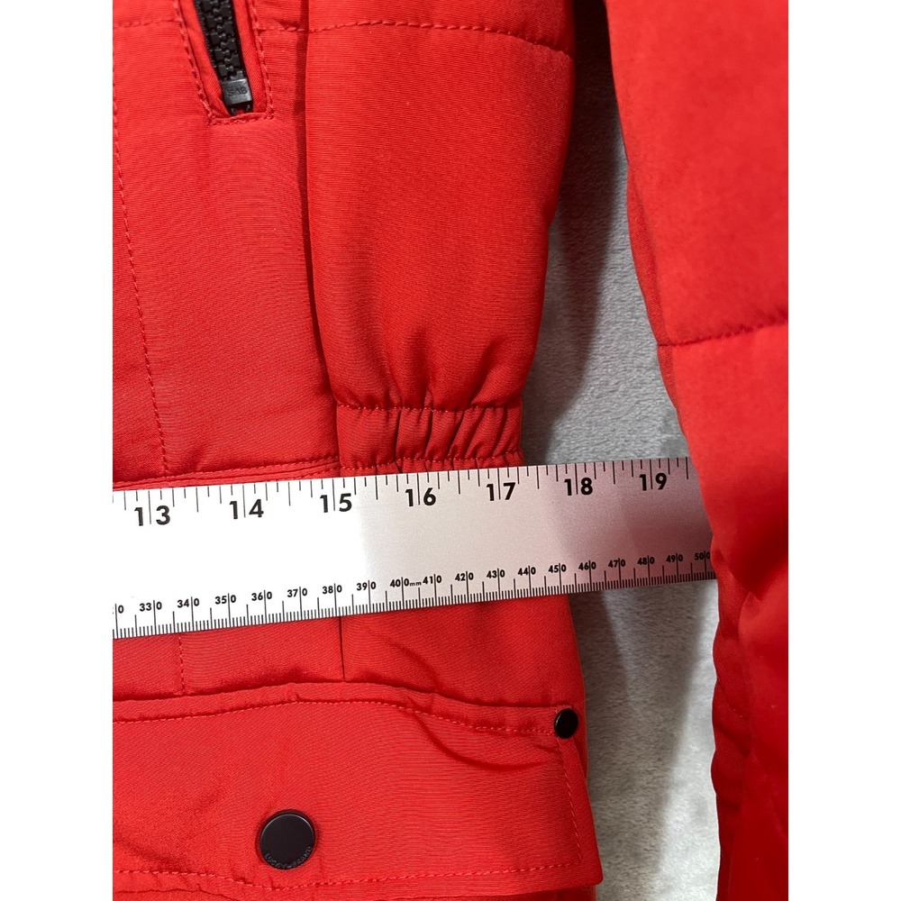Lucky Brand Women's Small Parka Long Puffer Coat in Red Hooded Insulated - Picture 6 of 15